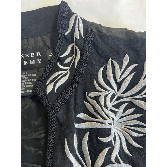 Spenser Jeremy Vest Embroidered Black Silk Silver Vest Size Large silk - Picture 4 of 8